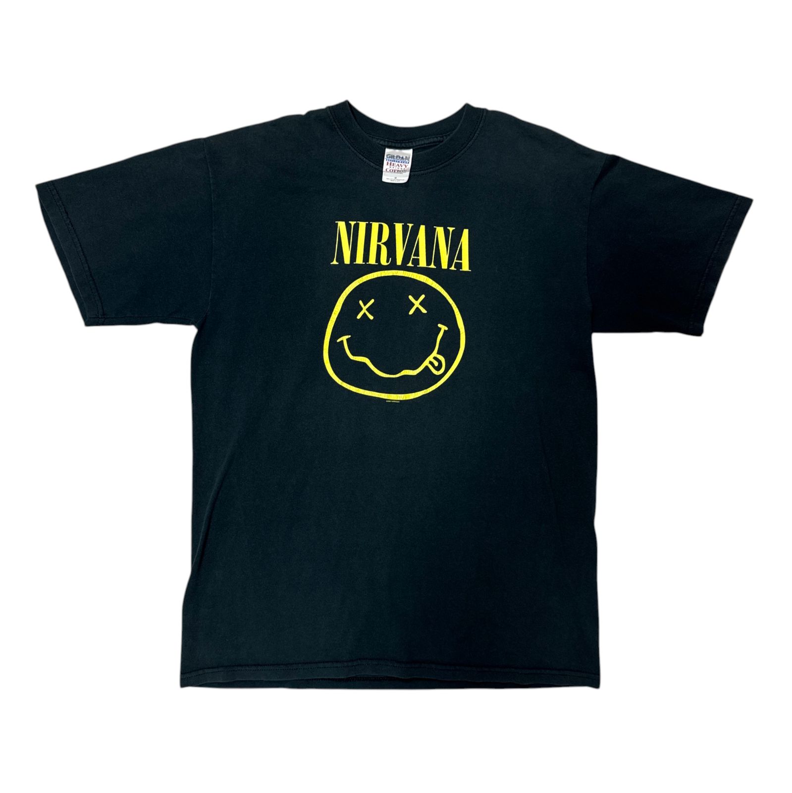 00s NIRVANA オフィシャル スマイル XL ビンテージ Tシャツ 00s Y2K NIRVANA Smiley ロゴ Tシャツ Mサイズ GILDAN ニルヴァーナ
