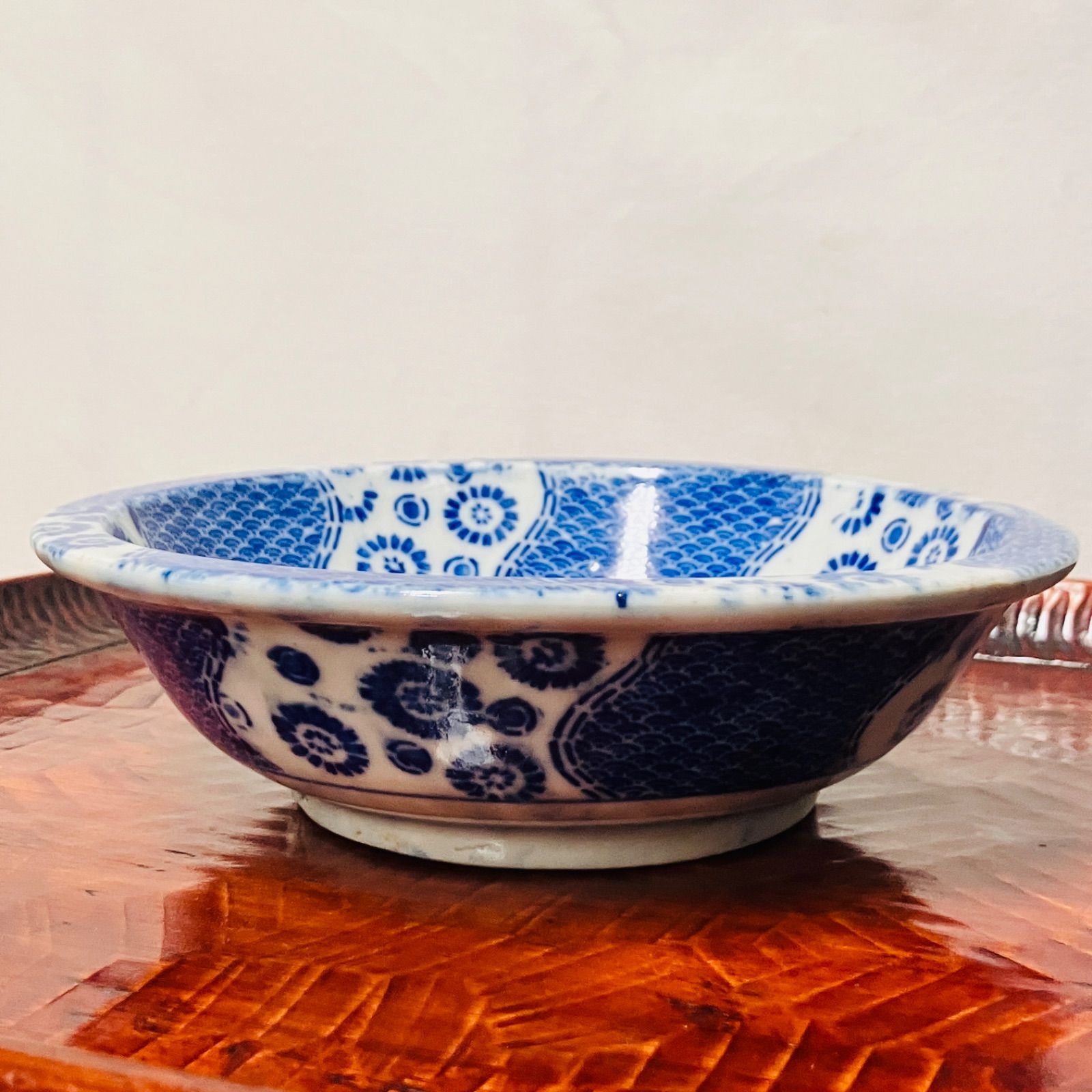 明治印判皿 波を渡る兎の図 直径19cm 盛鉢などに|雑貨屋えこわっか