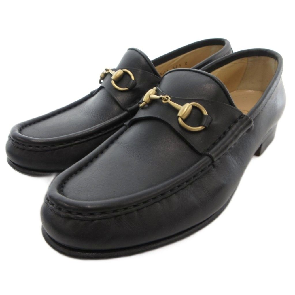 グッチ GUCCI ホースビットローファー モカシン レザー 37.5 黒