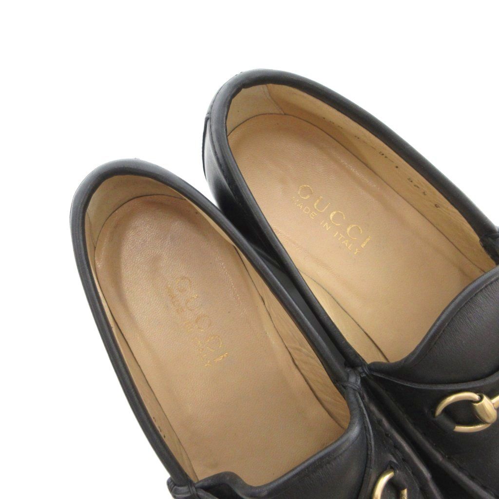 グッチ GUCCI ホースビットローファー モカシン レザー 37.5 黒