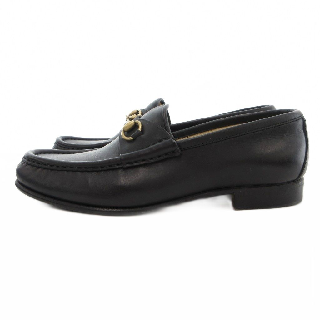 グッチ GUCCI ホースビットローファー モカシン レザー 37.5 黒