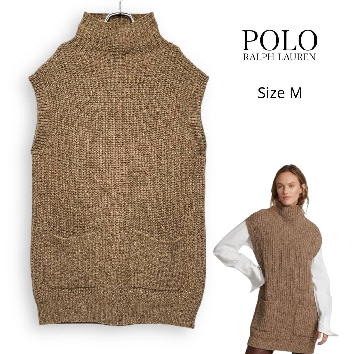 M25101 現行タグ 定価64 900円 POLO RALPH LAUREN ポロ ラルフローレン リブニット ウール ブレンド チュニック ワンピース M