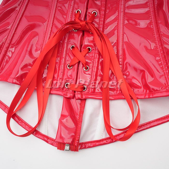 コルセット PU エナメル ジッパー 編み上げ ボーン入 レザーコルセット