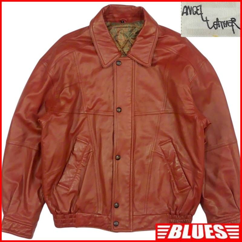 ANGEL LEATHER エンジェルレザー フライトジャケット L 日本製 ブルゾン ジャンパー キルティング 中綿 本革 メンズ 茶 レザージャケット_サイズL一覧←SEULB屋着古← TN2028