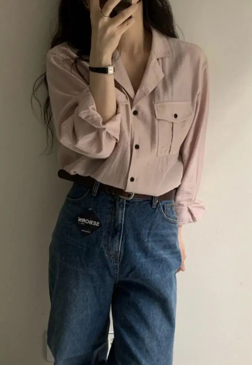 ナダルマーケット グリップ 麻 ポケット rosy shirt