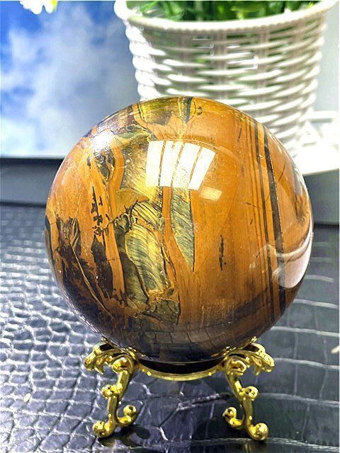 AAA級【金運UP】☆天然タイガーアイ丸玉B88A1/97A12C - メルカリ