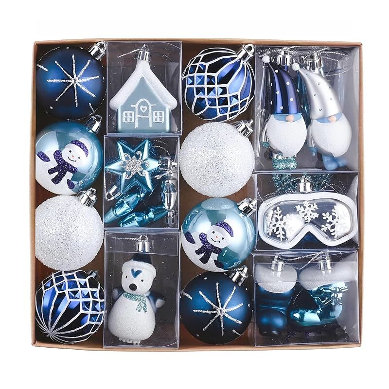 Valery Madelyn オーナメント セット 銀青色 シルバー ブルー 北欧風 ツリーオーナメント ツリー 飾り おしゃれ ゴージャス 流行 豪華 飾り付け 部屋 店舗 1