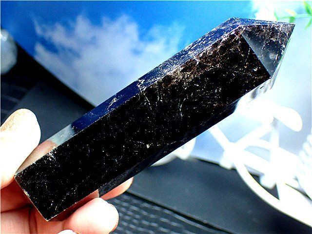 AAA級【魔除け】◇天然モリオン(黒水晶）クラスター柱子B88C2/34C10C