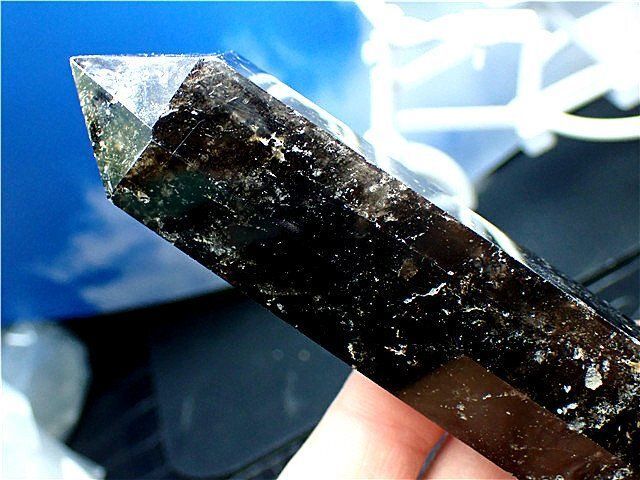 AAA級【魔除け】◇天然モリオン(黒水晶）クラスター柱子B88C2/34C10C