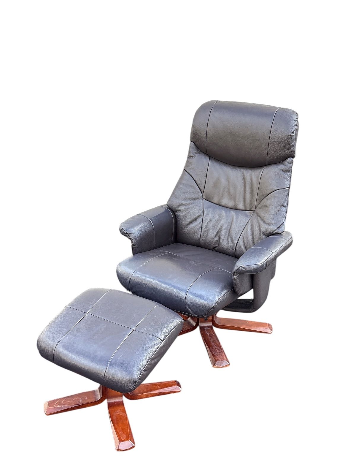 ①karimoku カリモク レザーソファ 本革 リベット打ち アンティーク G