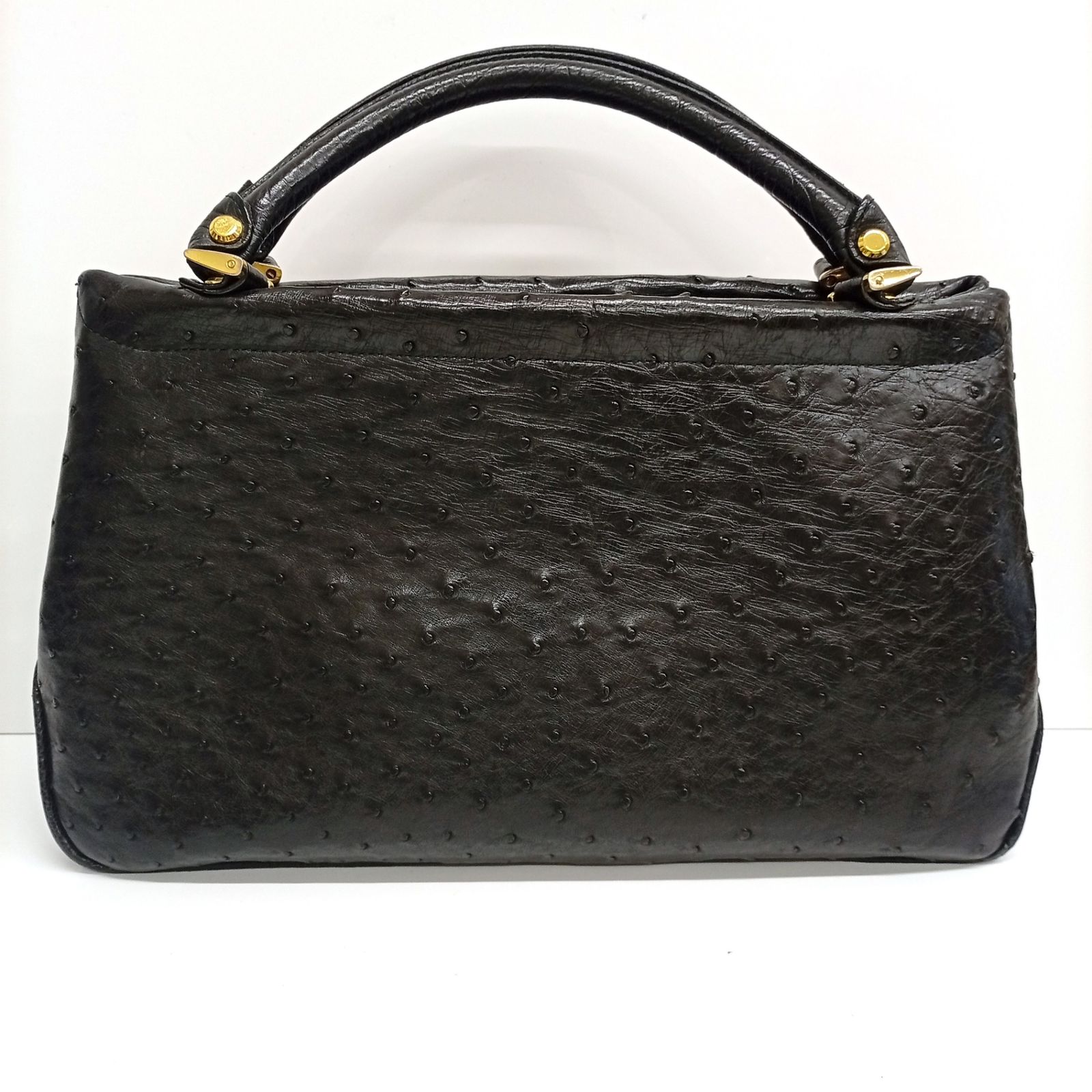 JRAタグ オーストリッチ ハンドバッグ ブラック レザー レディース  