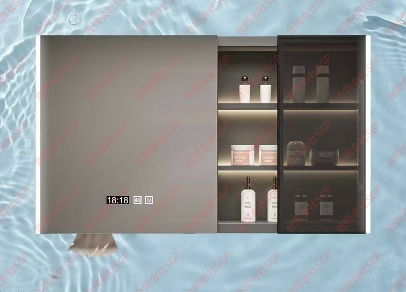  洗面鏡 壁掛け 洗面所 収納 おしゃれ 浴室 ミラー 曇り止め 洗面 化粧台時間表示 用紙取り出し穴付き ミラーキャビネット 照明付き ミラーキャビネットLEDライト付き 浴室 浴槽 洗面所 住宅設備