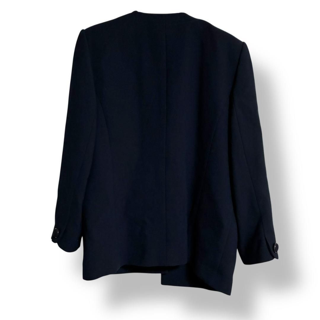 Leilian レリアン ノーカラージャケット コート ダークネイビー