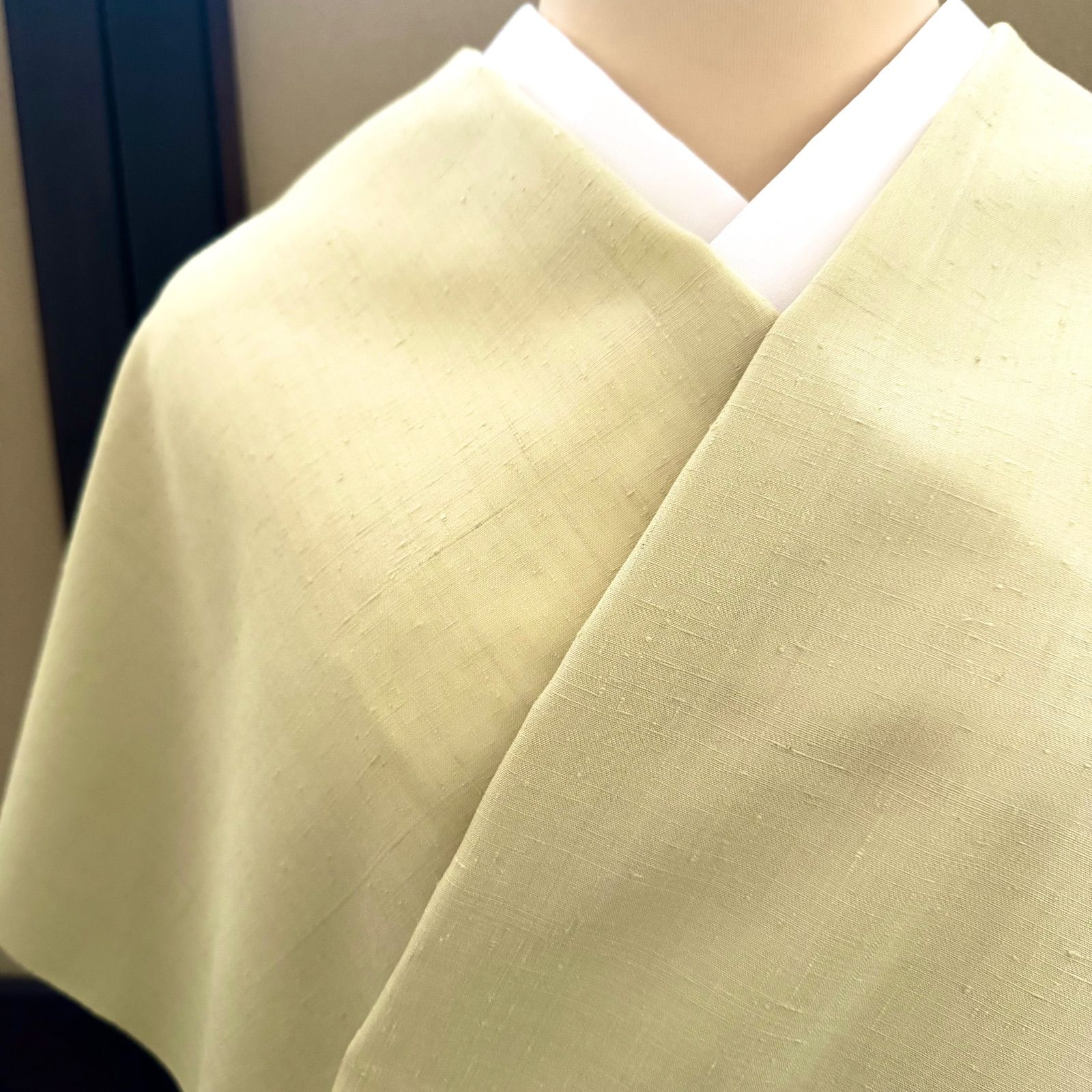 着物 士乎路紬 手引真綿 手織り 無地 0244