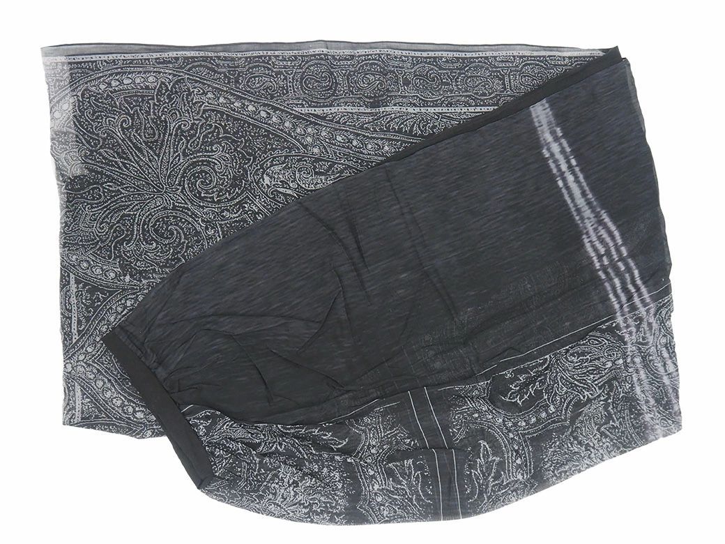 YOHJI ヨウジヤマモト ストール ブラック グレー FH L 08 064 レディース 綿