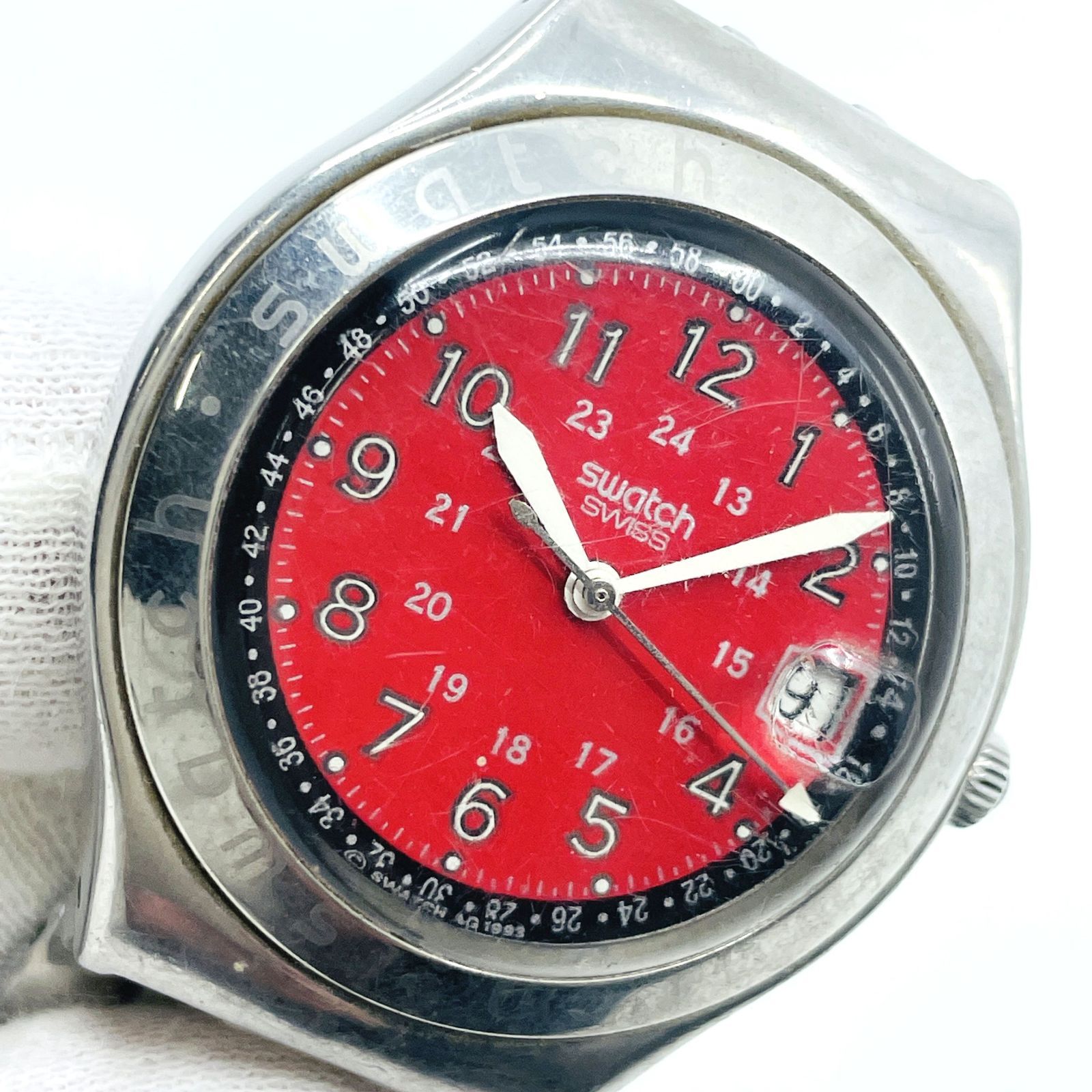 動作未確認 Swatch スウォッチ IRONY アイロニー クォーツ腕時計 赤 