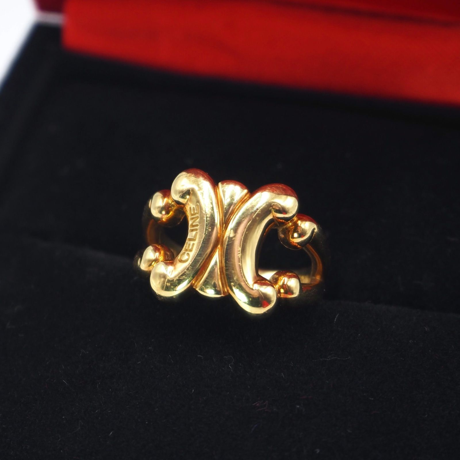 希少】CELINE 約12号 マカダムヴィンテージ リング k18 セリーヌ 付属