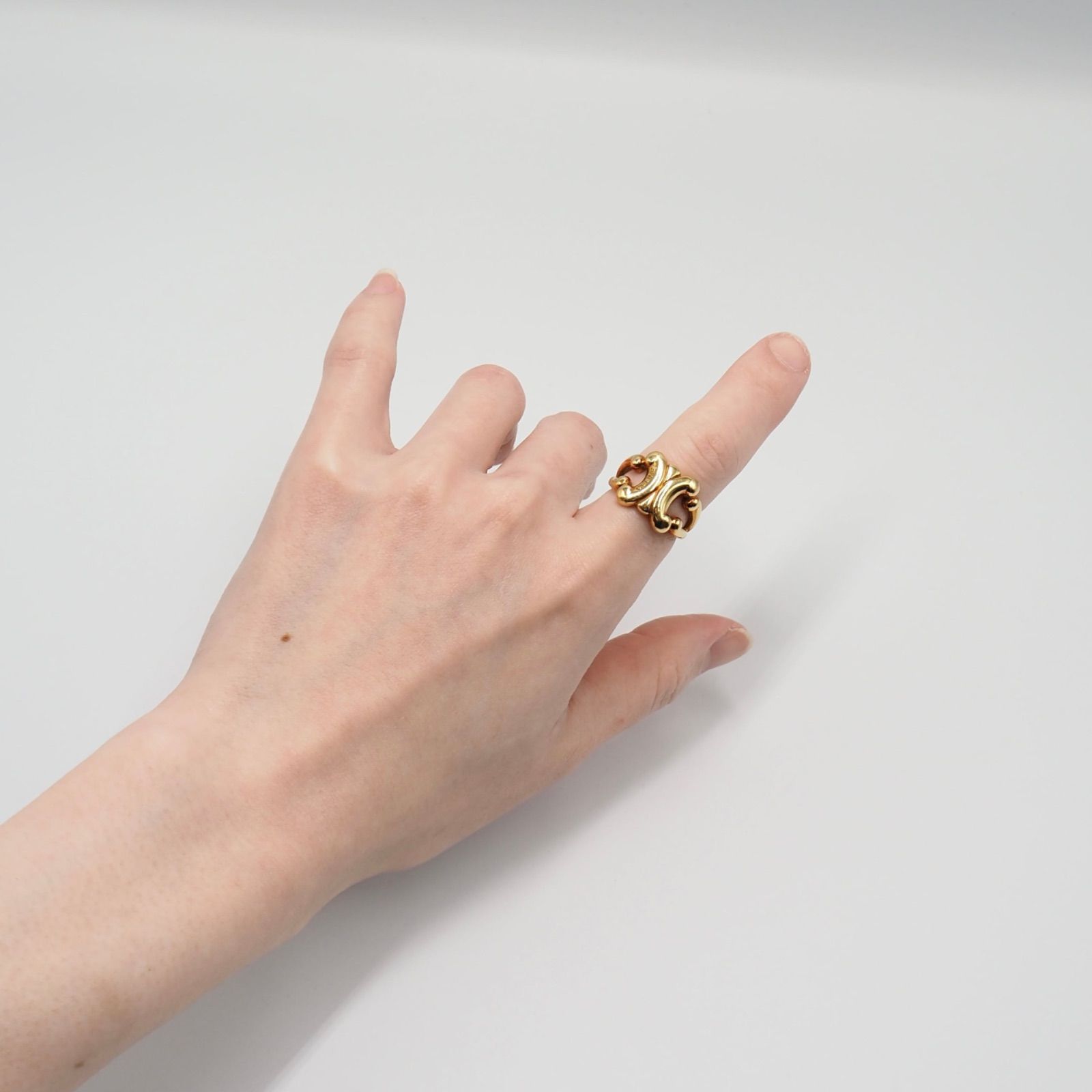 希少】CELINE 約12号 マカダムヴィンテージ リング k18 セリーヌ 付属