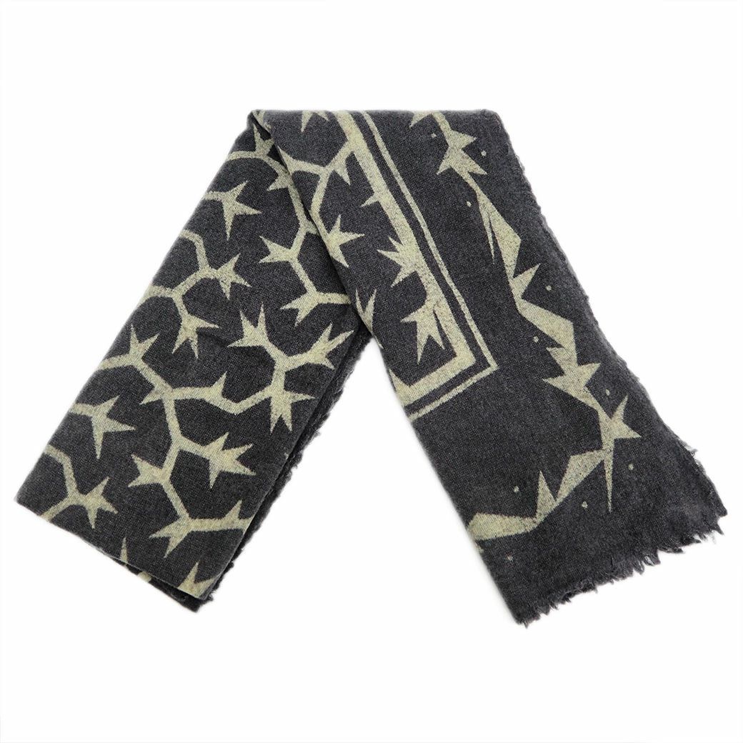 Y sPINK ワイズ ヨウジヤマモト ファリエロサルティ Faliero Sarti ウール カシミヤ混 ショール ストール グレー YR L 41 142 1 レディース メンズ 厚手 アフリカ柄 エスニック柄 オリエンタル柄