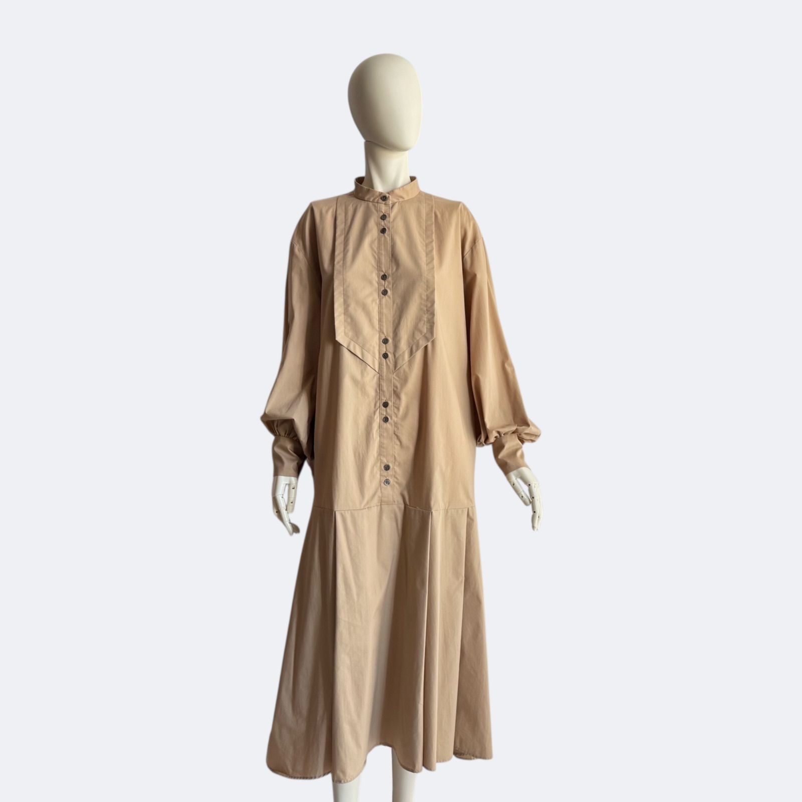 ADORE アドーア ワンピース 38 ベージュ シャツワンピ Aライン 長袖