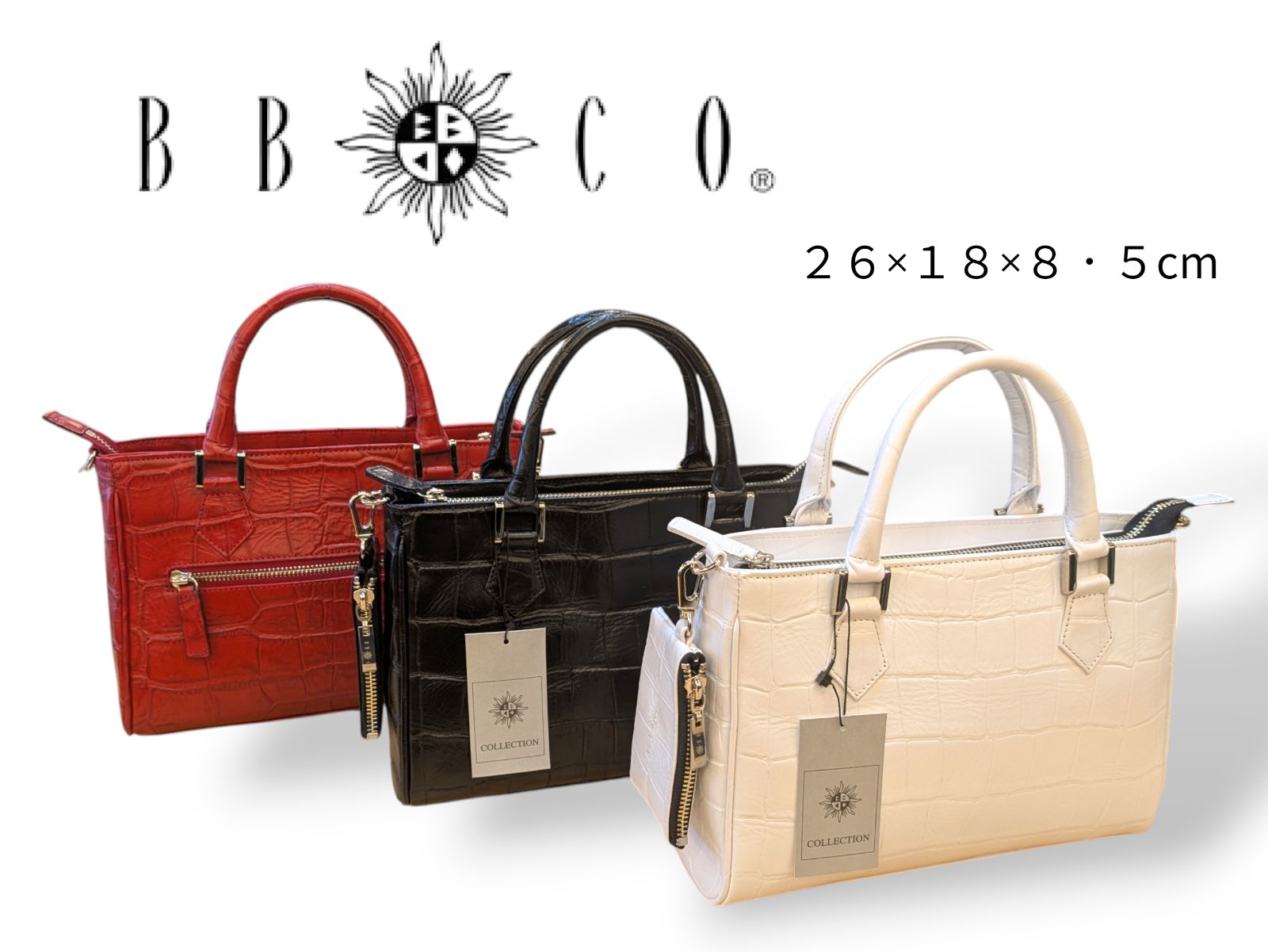 BBCO／ビビコ】トートバッグ(小) クロコ型押し(牛革)・日本製 