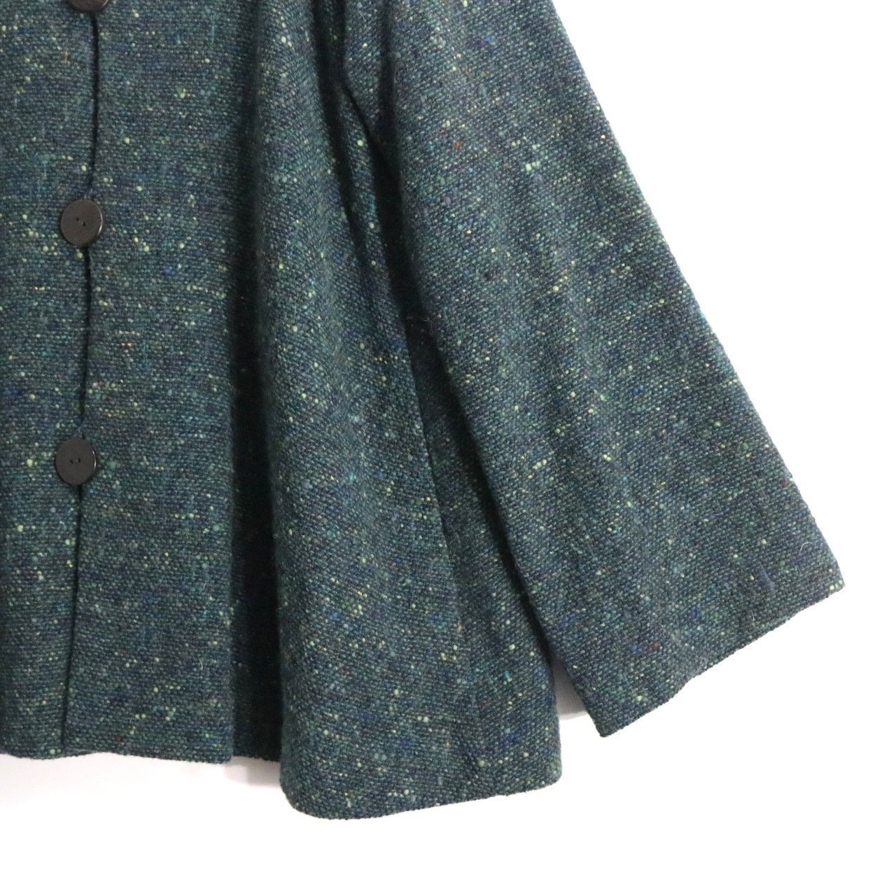 【JURGEN LEHL】ウールシルクジャケット　ネイビー　スタンドカラー　M JURGEN LEHL】ウールシルクジャケット ネイビー スタンドカラー M