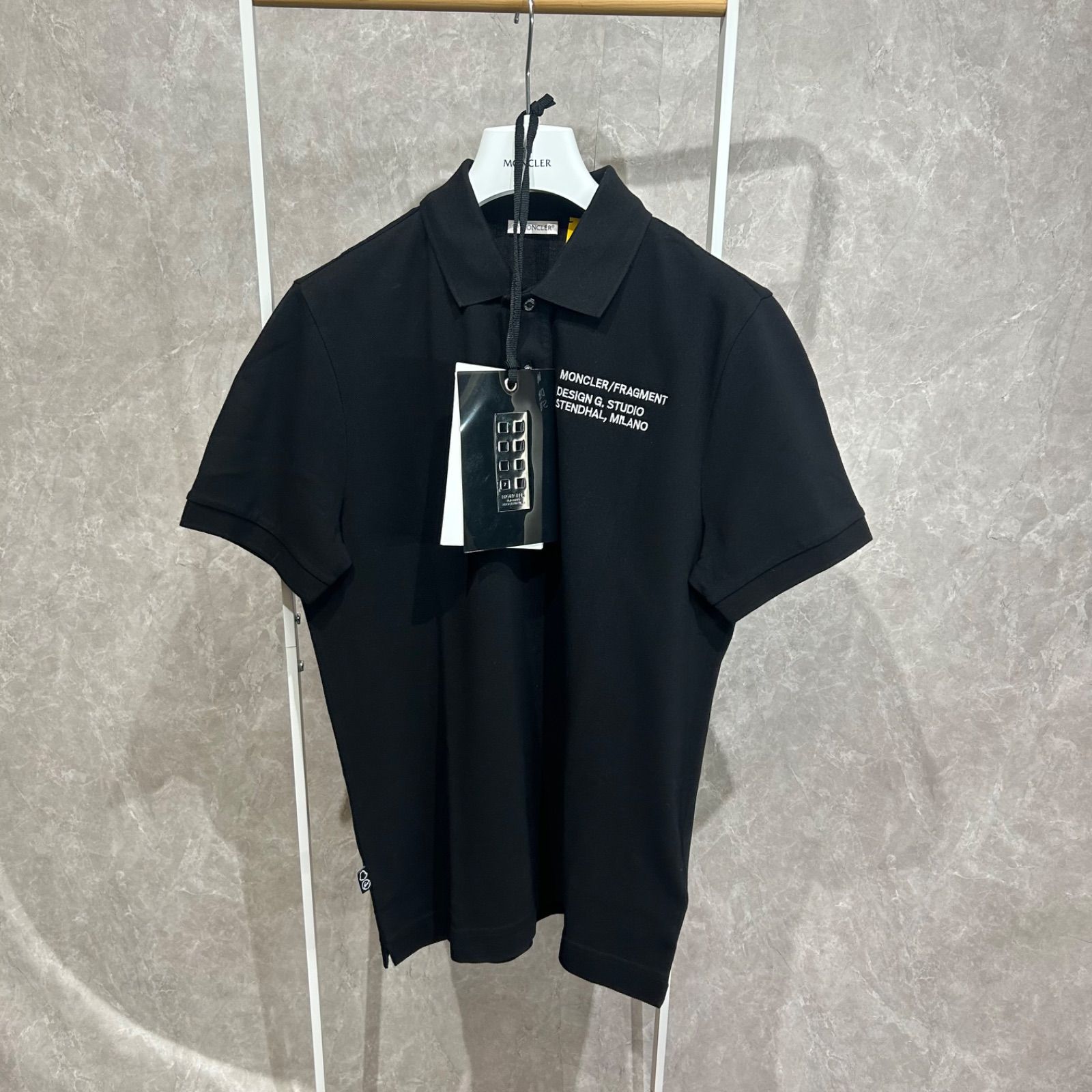 MONCLER モンクレールフラグメントコラボ半袖ポロシャツ黒xs
