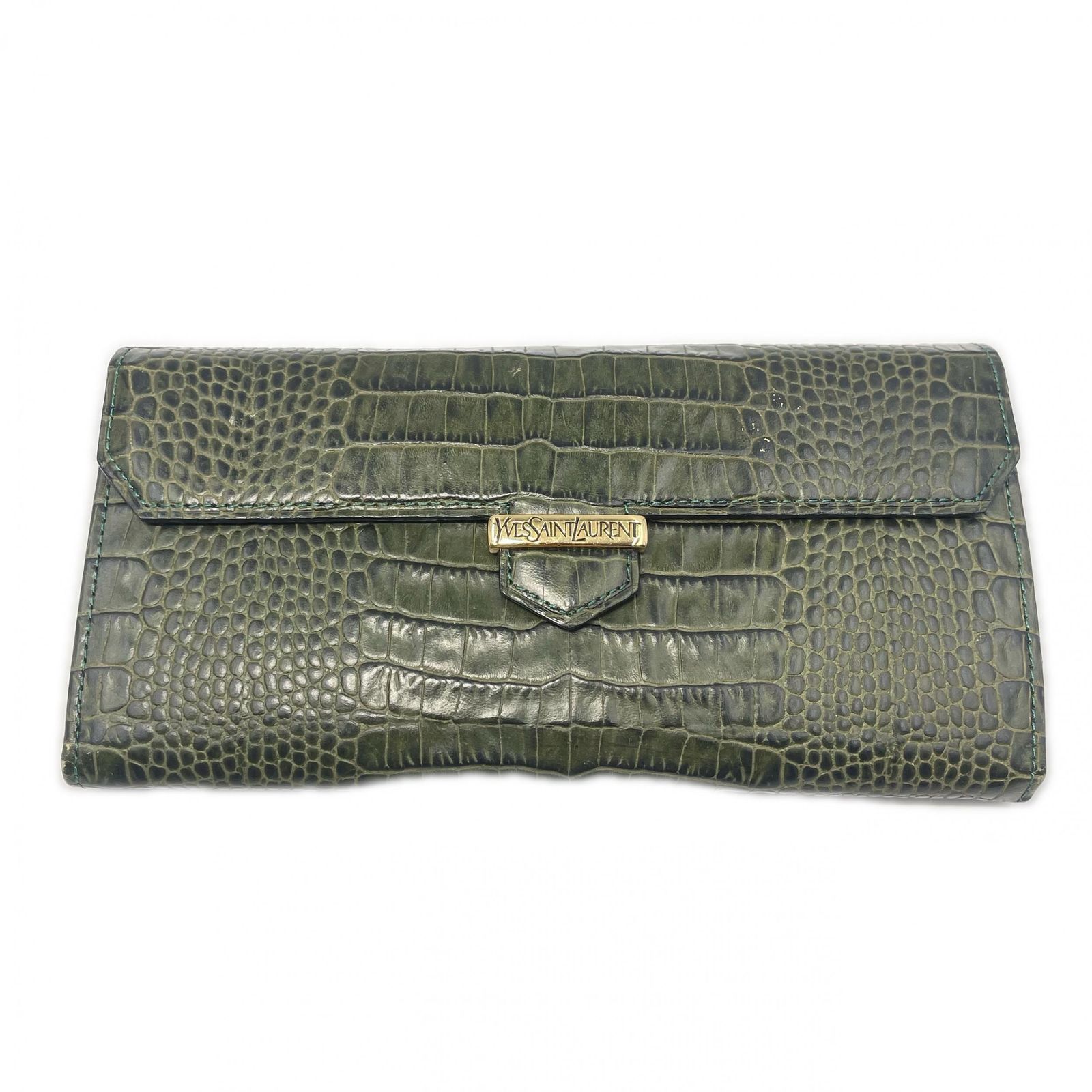 YVES SAINT LAURENT イヴ・サンローラン クロコ 型押し 01035 長財布