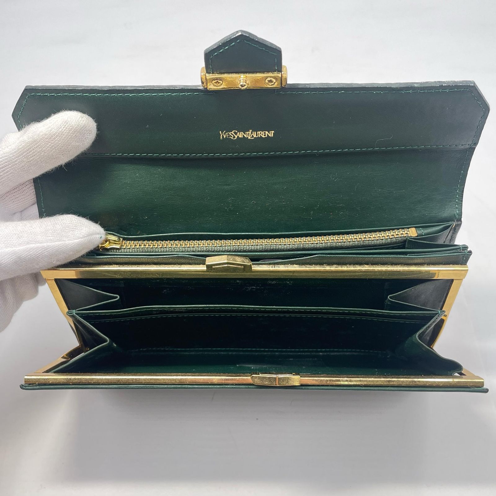 YVES SAINT LAURENT イヴ・サンローラン クロコ 型押し 01035 長財布