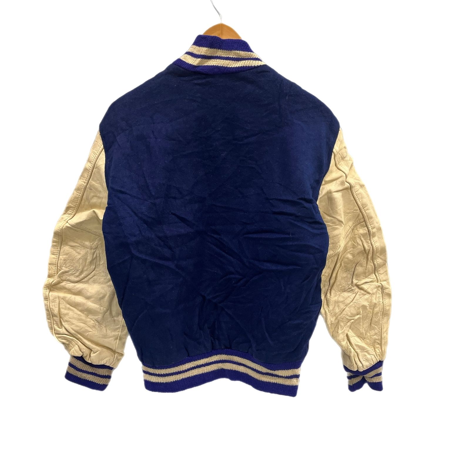 ヴィンテージ 60 s～ 60年代 LOGAn Knitting Mills ウール スタジャン バーシティジャケット アワードジャケット 袖レザー ツートン ホワイト ジャケット ネイビー 101 MT-5451