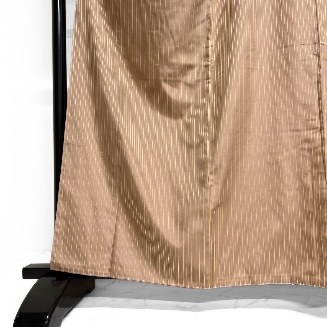 未着用 小紋 お召 縦縞 ベージュカラー 着物 121b p ms - メルカリ