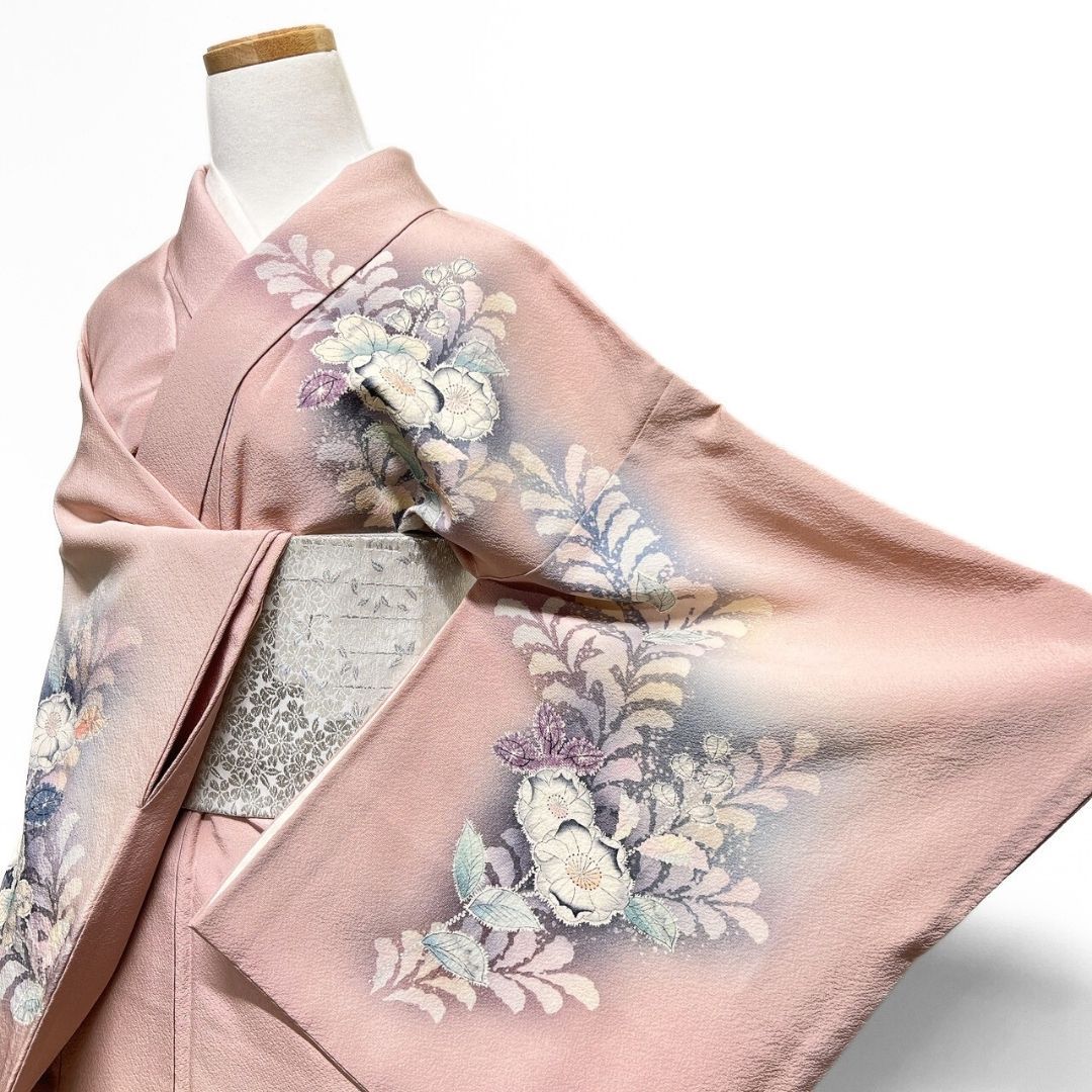 D354 訪問着　翠山工房　辻ヶ花　絞り　金通し　正絹　着物　袷　未使用極美品 翠山工房 辻が花 絞り 金通し 訪問着 袷 正絹 黄緑 緑 紫 裏柳 1323