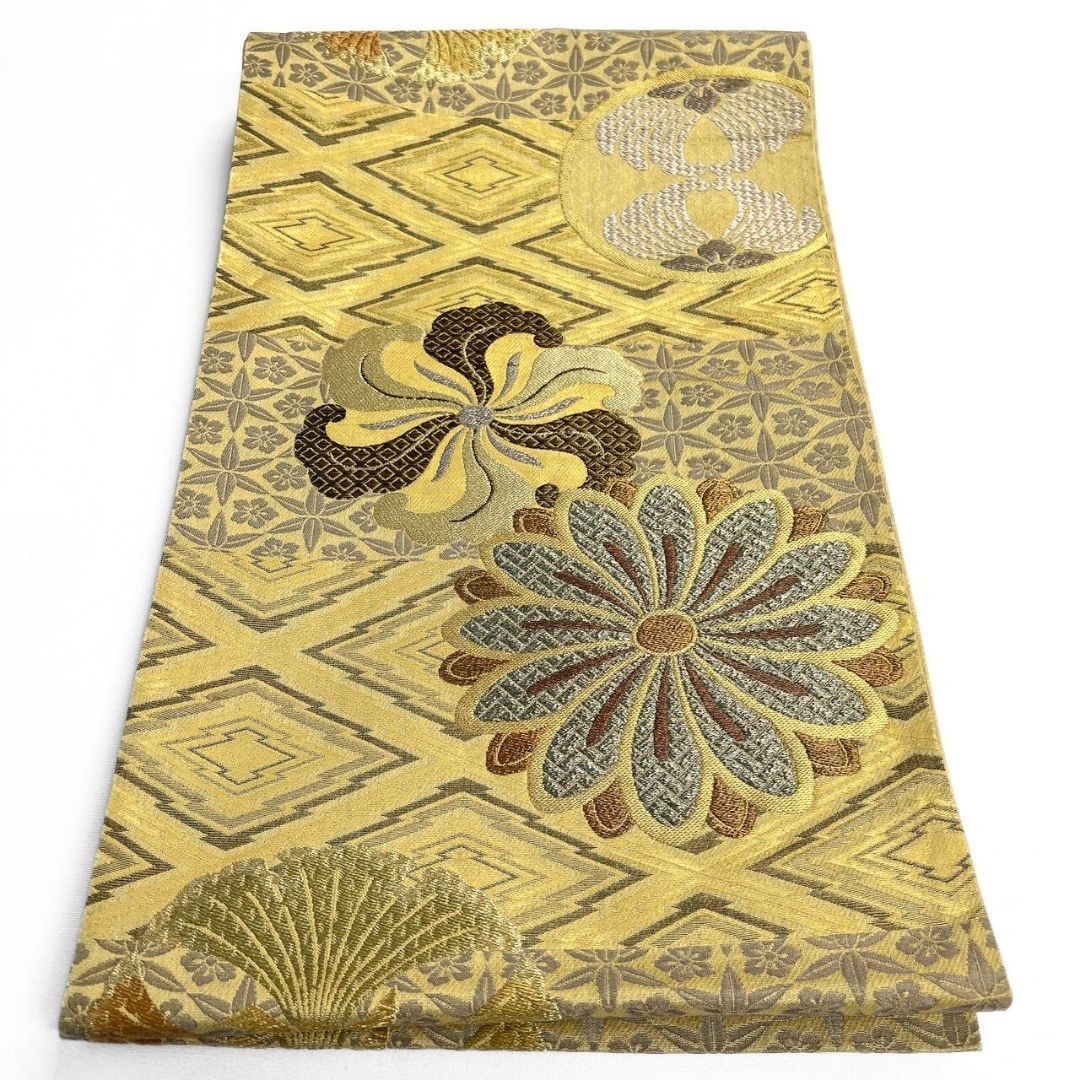 袋帯 ブランド帯 松川菱 檜垣 菊花 花模様 金糸 着物 121b p ms - メルカリ