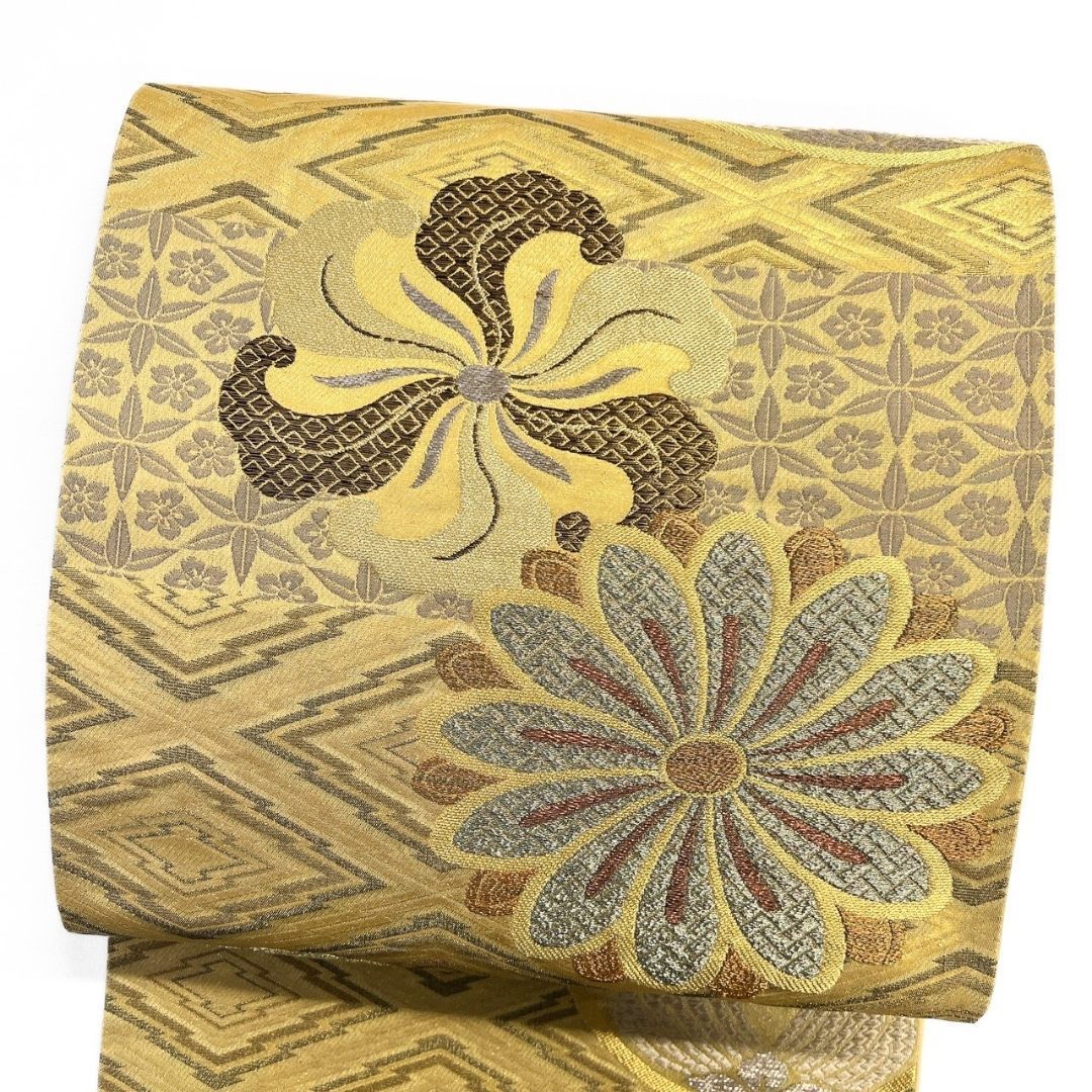袋帯 ブランド帯 松川菱 檜垣 菊花 花模様 金糸 着物 121b p ms - メルカリ