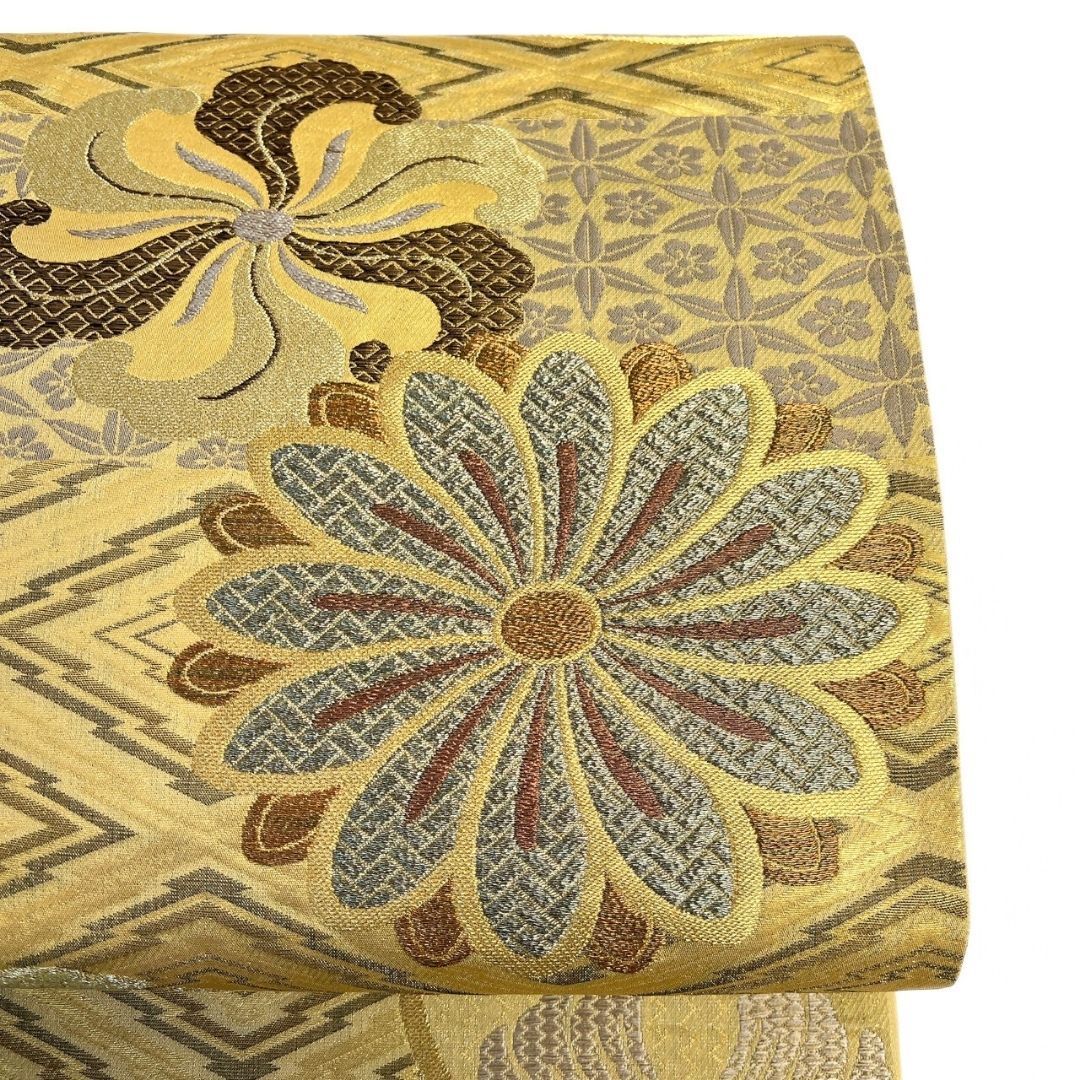 袋帯 ブランド帯 松川菱 檜垣 菊花 花模様 金糸 着物 121b p ms - メルカリ