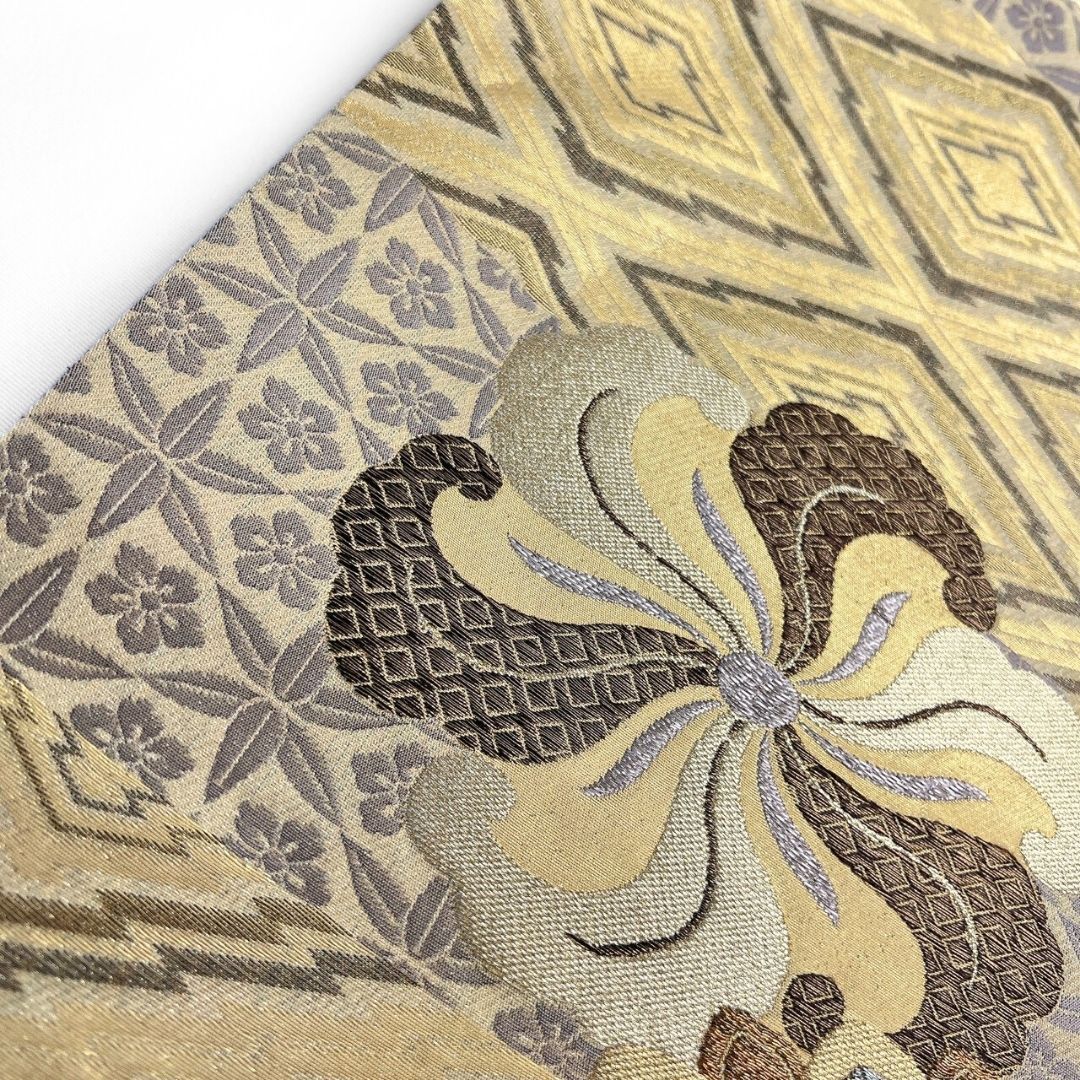 袋帯 ブランド帯 松川菱 檜垣 菊花 花模様 金糸 着物 121b p ms - メルカリ