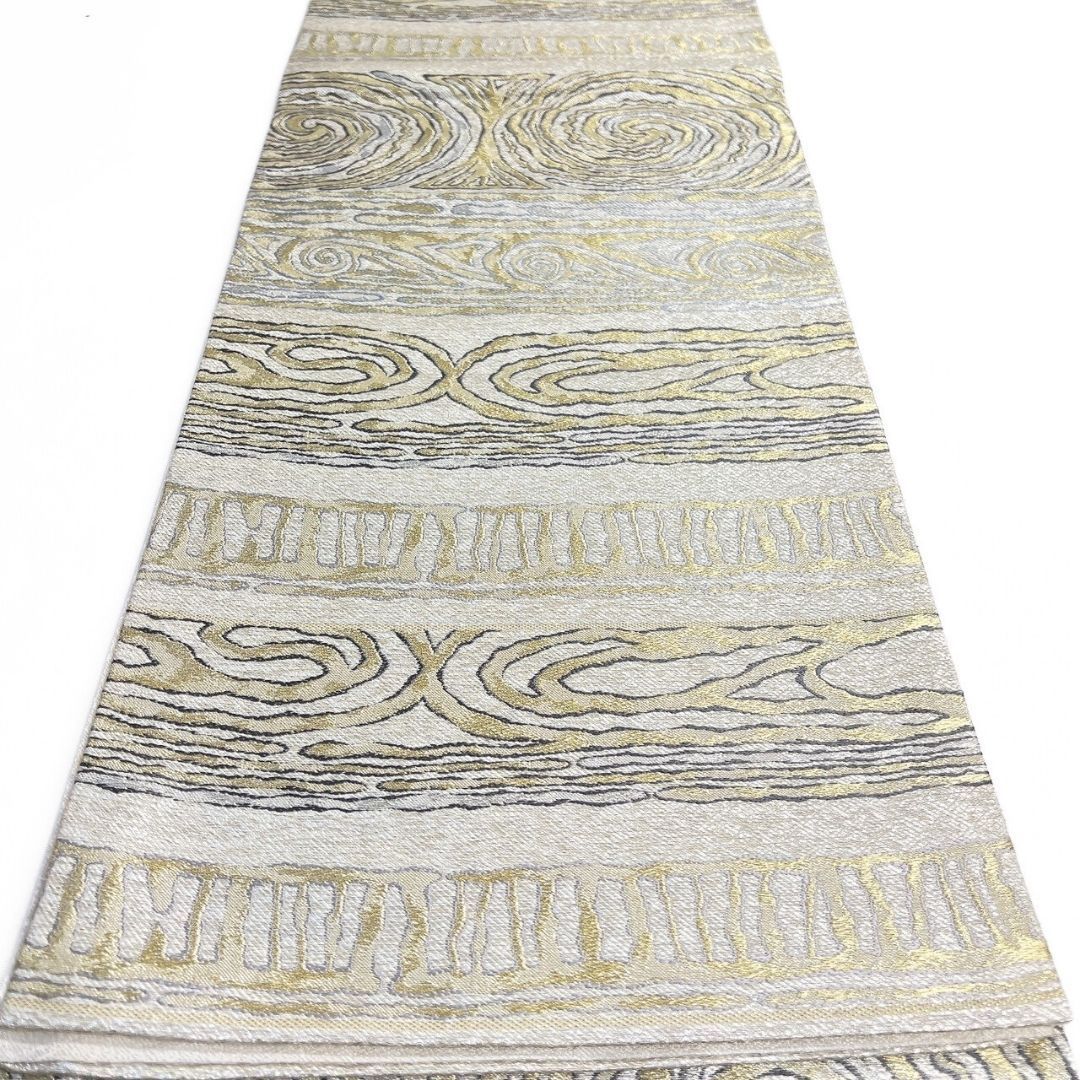  袋帯 渦巻 横縞 抽象模様 金糸 銀糸 着物 121 b p ms 袋帯 帯