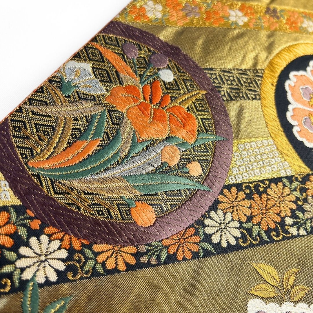 袋帯 振袖帯 佐賀錦 唐織 花紋 蝶紋 藤 松 着物 121b p ms - メルカリ