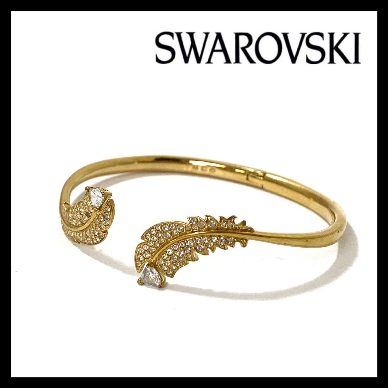 CH Nice バングル 羽 フェザー ゴールド 金 クリスタル ラインストーン ブレスレット スワロフスキー 3699