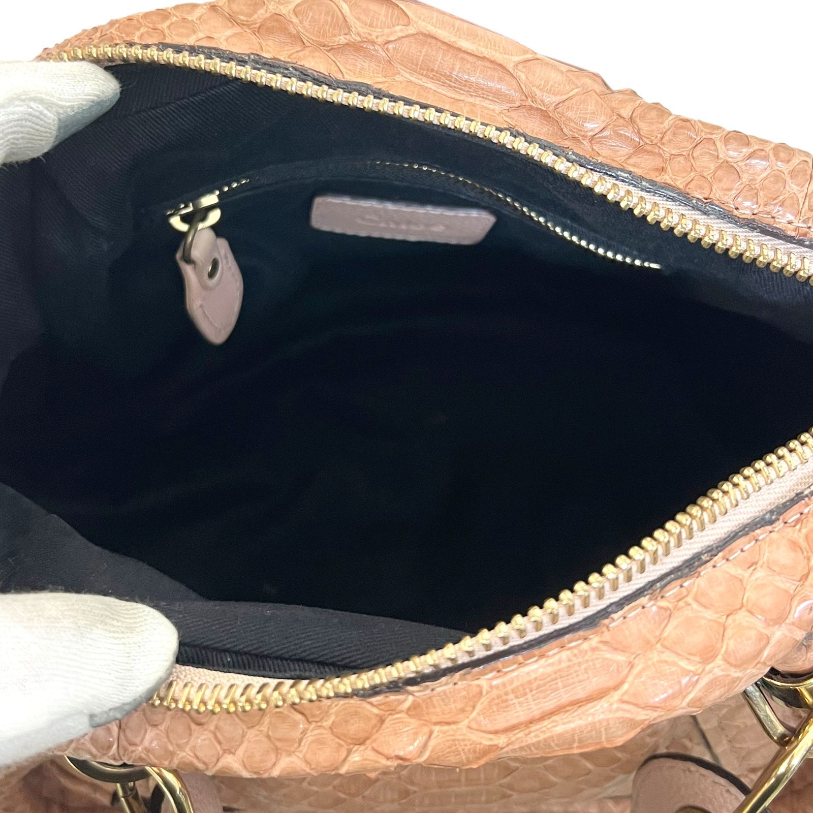 CHLOE クロエ バッグ パラティ スモール パイソン レザー ミニ ハンド 