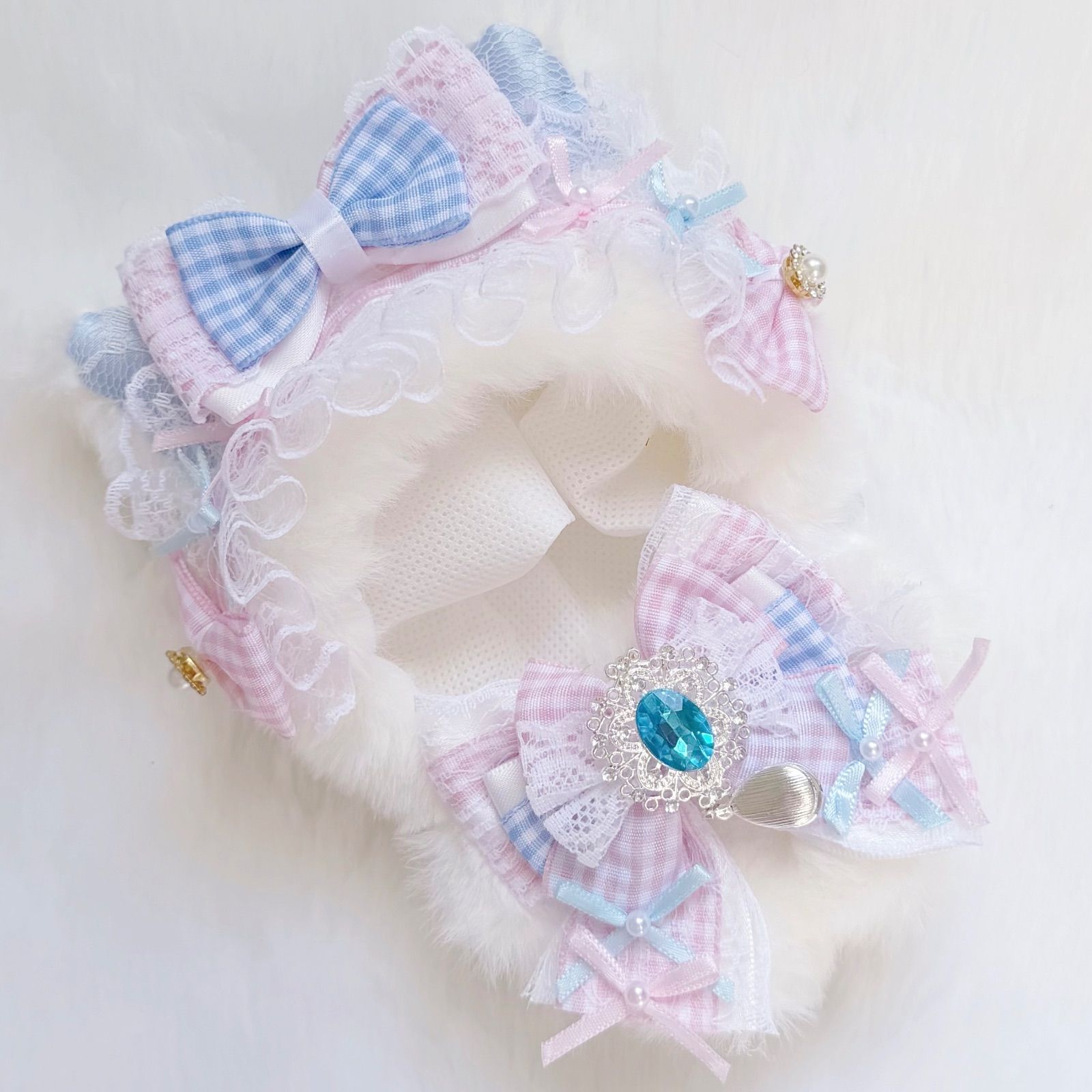 10cm～12cm用 ぬい服 ハンドメイド いつぬい ピンク 水色 猫耳 - メルカリ