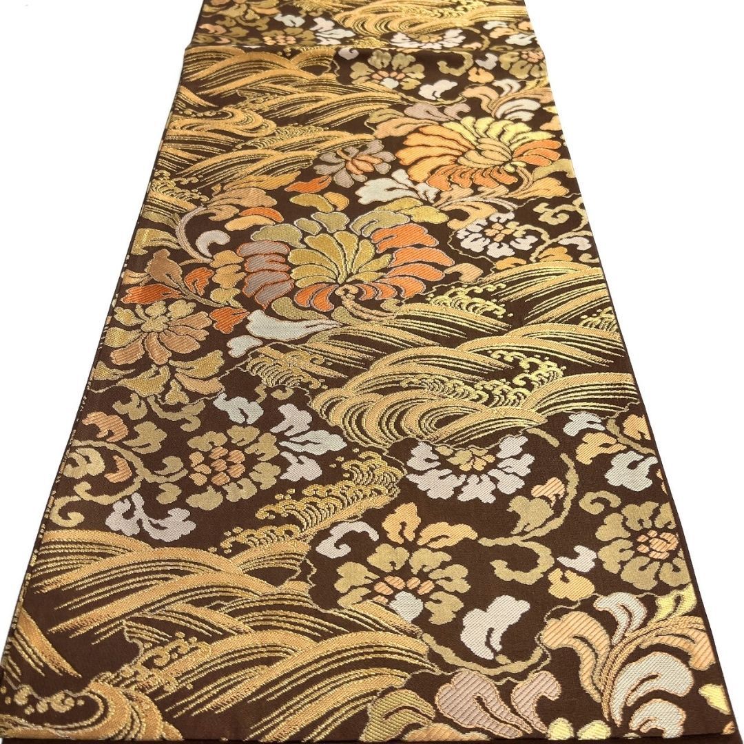 未着用　金通し　唐花模様　袋帯　着物　123a p 袋帯○横段に唐花模様 - からん::アンティーク着物・リサイクル着物の
