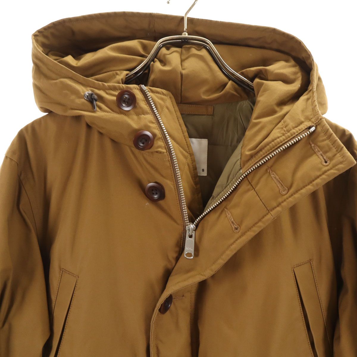 MHL. エムエイチエル フーデッド ダウンコート S キャメル
