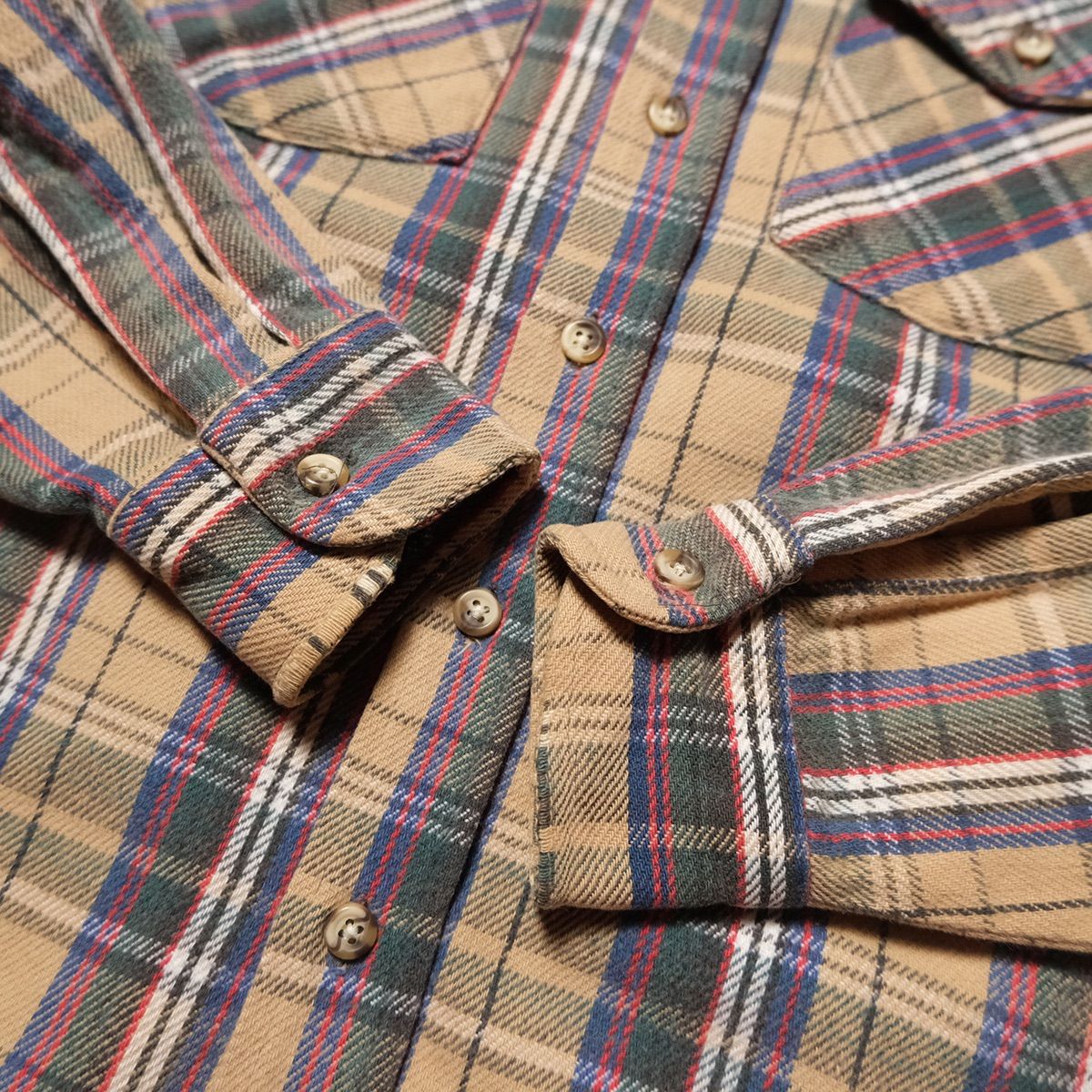 80's 90's USA製 ファイブブラザー チェック ヘビーネルシャツ (M