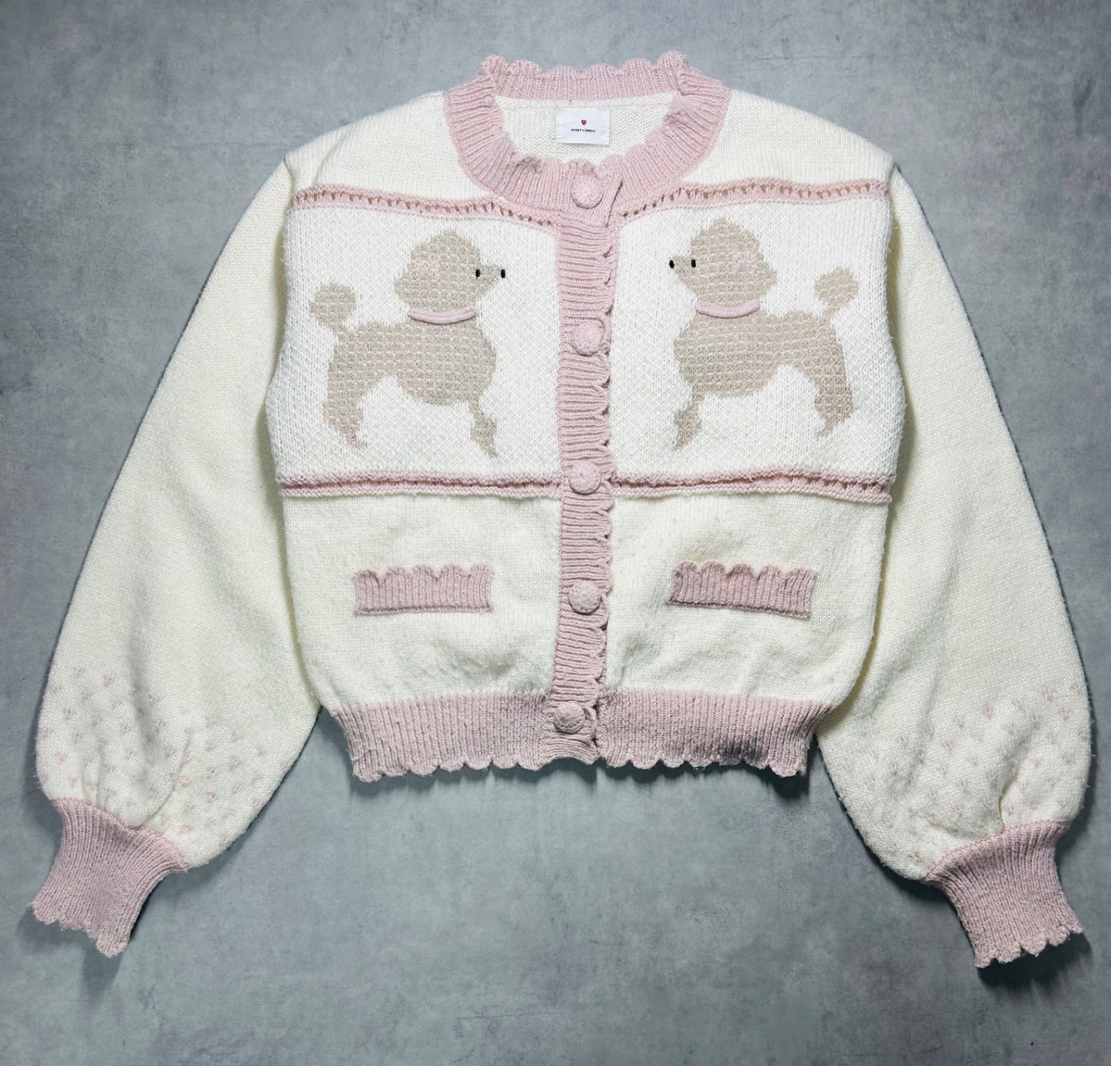 〈merry jenny〉poodleニットカーディガン　ピンク メリージェニー merry jenny poodleニットカーディガン （ピンク