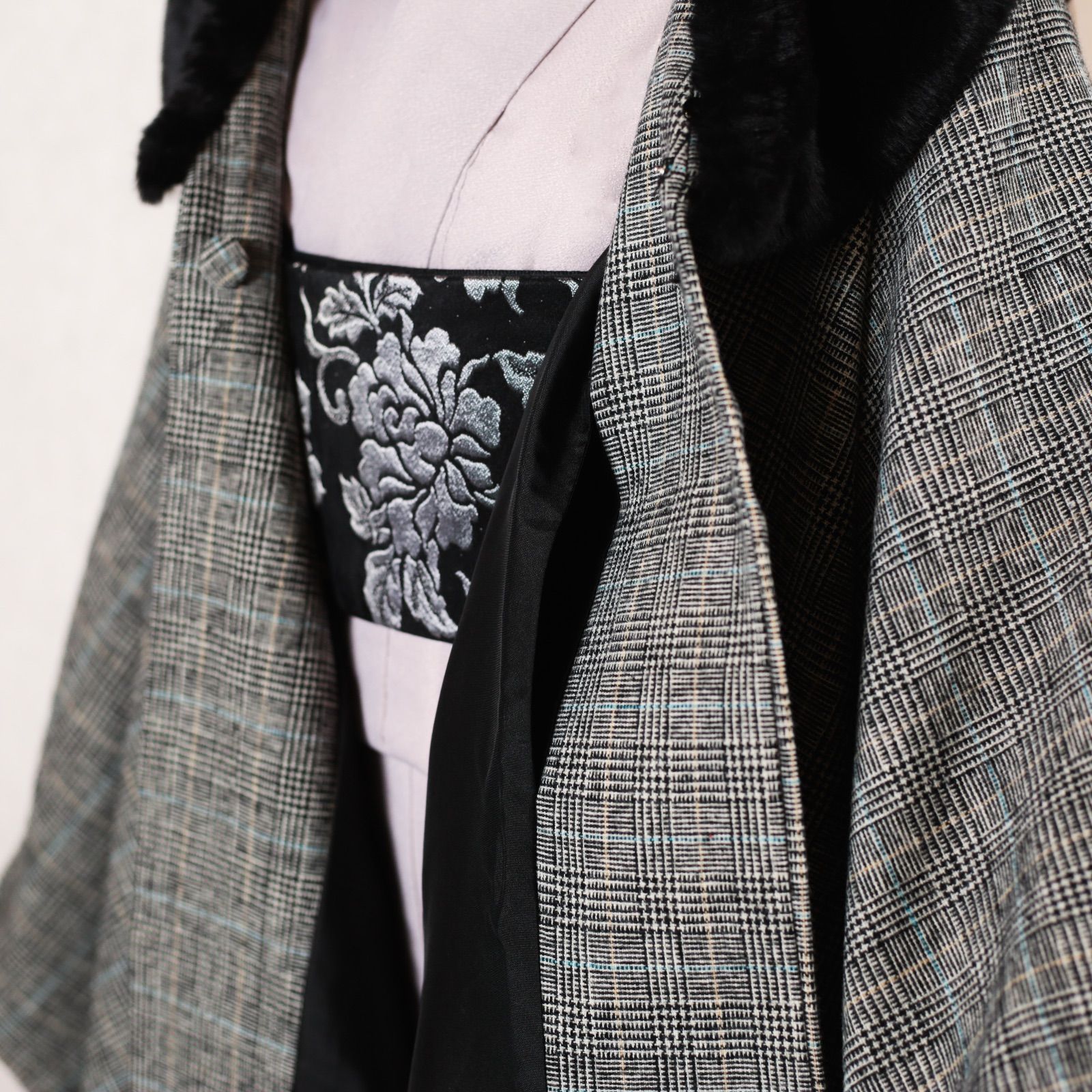 新品・未使用 ケープ コート JAPAN MODE【ブラック×グレンチェック  