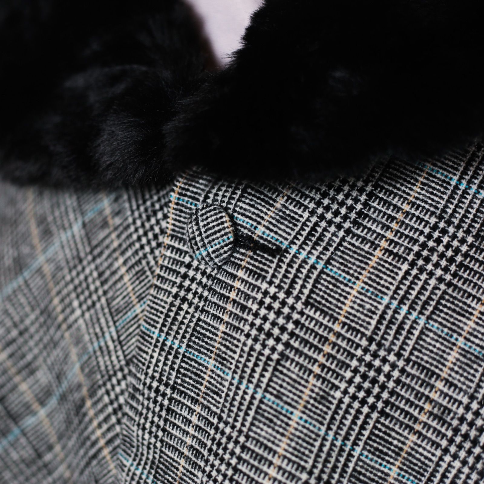 新品・未使用 ケープ コート JAPAN MODE【ブラック×グレンチェック  