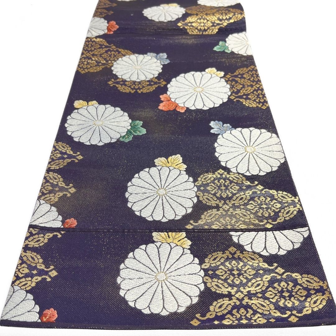 袋帯 小葵菊花紋 菊花 花菱 金糸 着物 121b p ms - メルカリ