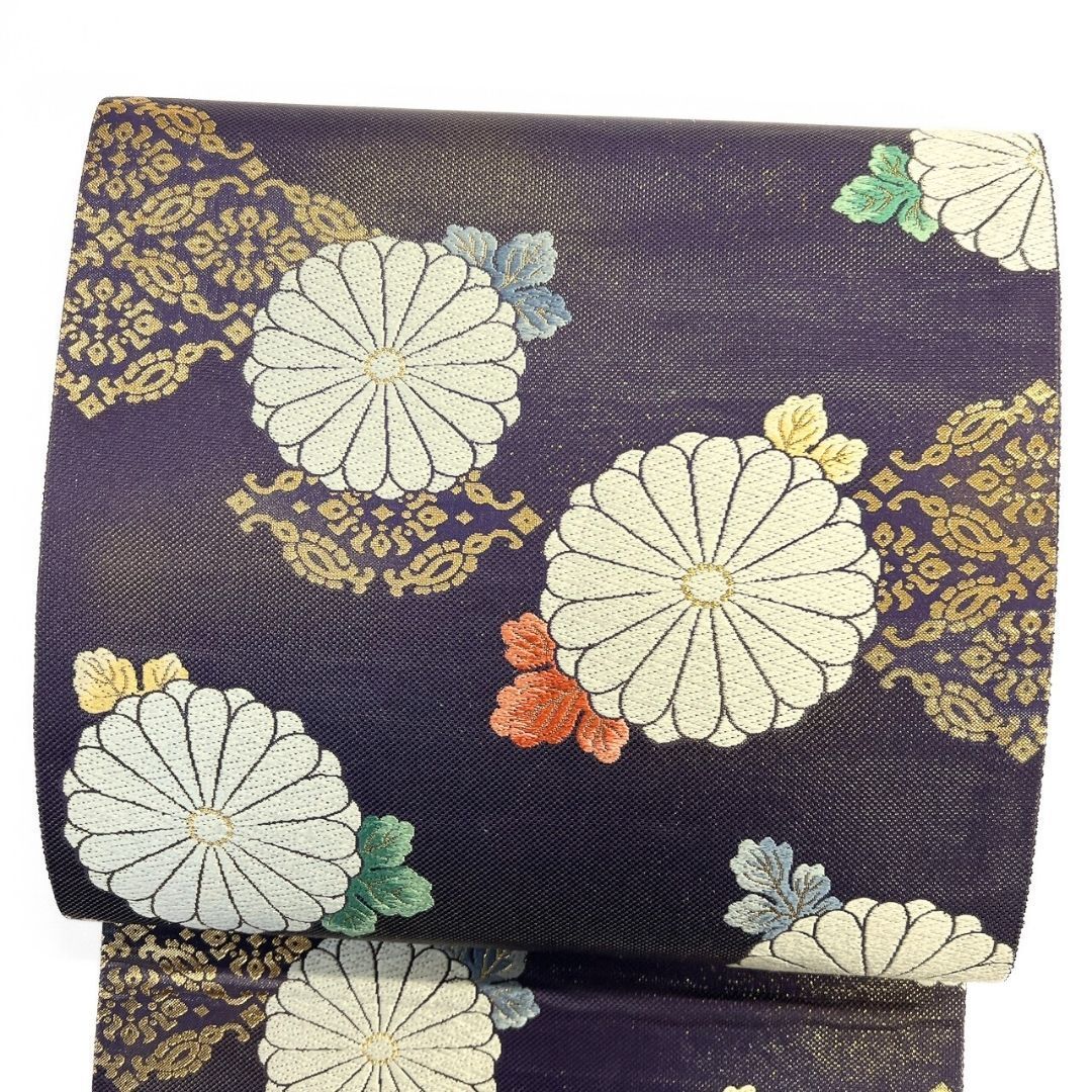 袋帯 小葵菊花紋 菊花 花菱 金糸 着物 121b p ms - メルカリ