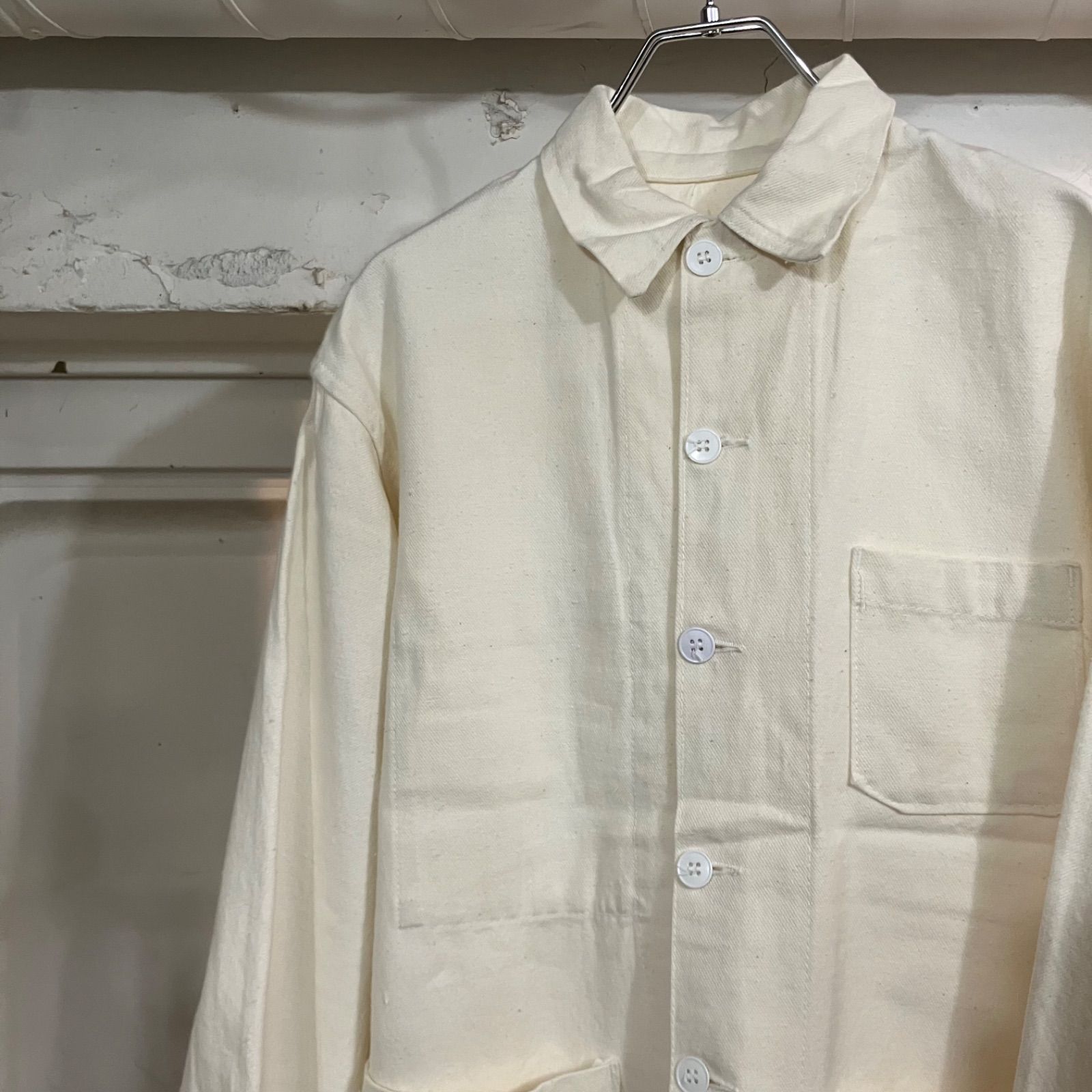 60s - vintage フレンチワークジャケット　コットンツイル　フェード 60s〜 FRENCH WORK / フレンチワーク コットンツイル ワークジャケット